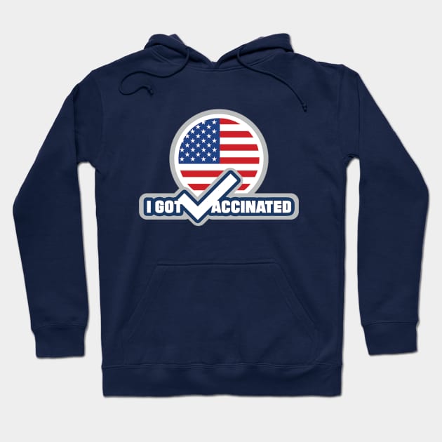 I got vaccinated with American flag in background Hoodie by ZPINZ